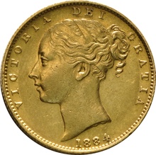 1884 Χρυσή Λίρα Αγγλίας – Bικτώρια Νέα Κεφαλή - M