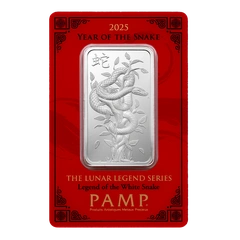 2025 PAMP ασημένια ράβδος 10 γραμμαρίων Minted - Η χρονιά του φιδιού