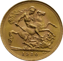 Χρυσή Αγγλική Λίρα 1930 - Βασιλιάς Γεώργιος ο Ε' - SA