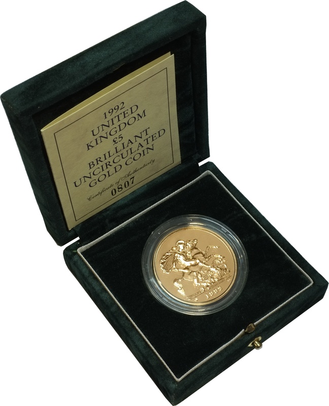 Brilliant Uncirculated Gold 1992 Five Pound Sovereign