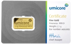 Umicore 2.5 Γραμμάρια - Μπάρες Χρυσού
