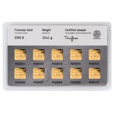 Heraeus MultiCard 10 x  1 Γραμμάρια - Μπάρες Χρυσού