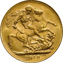 Χρυσή Αγγλική Λίρα 1918 - Βασιλιάς Γεώργιος ο Ε' - P