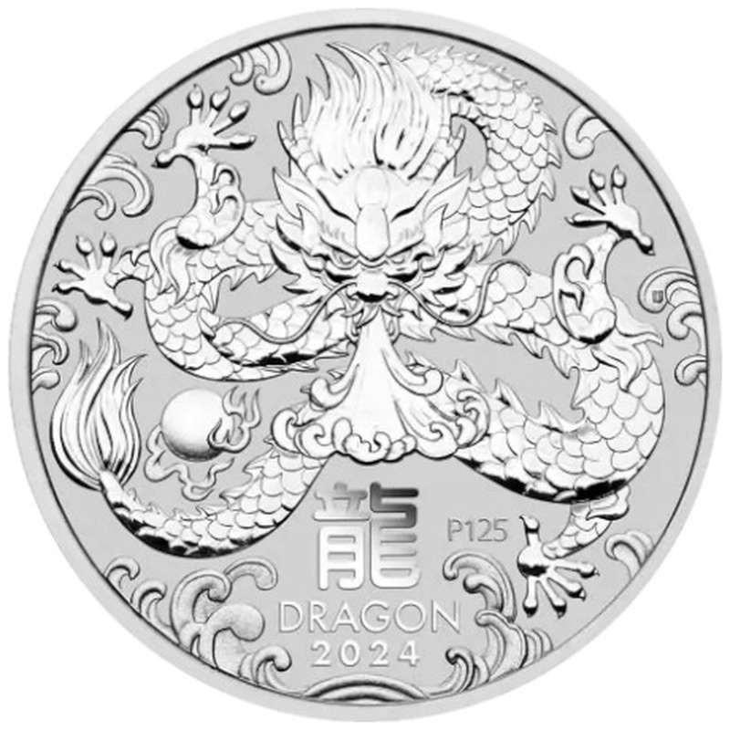 2024 Ασημένιο νόμισμα 1 ουγγιάς - Το Έτος του Δράκου - Νομισματοκοπείο του Περθ