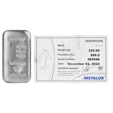 Metalor 250 Γραμμάρια - Μπάρες από ασήμι