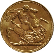 Χρυσή Αγγλική Λίρα 1912 - Βασιλιάς Γεώργιος ο Ε' - P