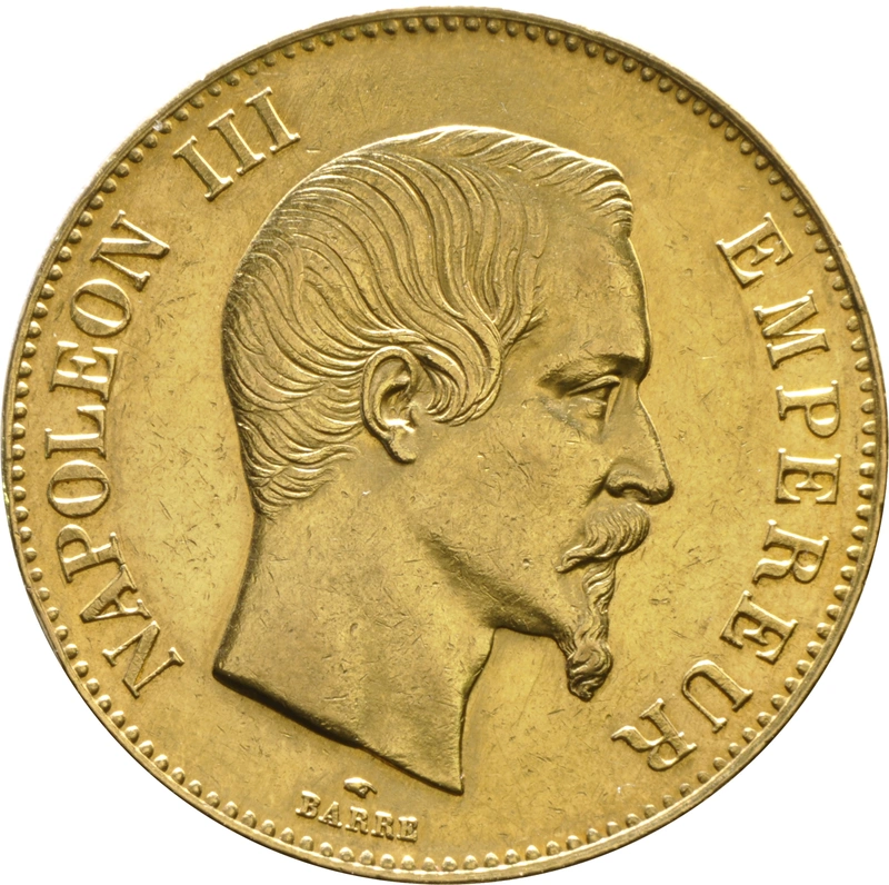 French 100 Francs Gold Coin Bare Head