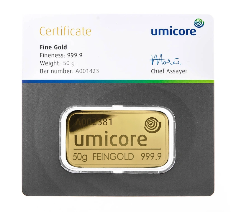 Umicore 50 Γραμμάρια - Μπάρες Χρυσού