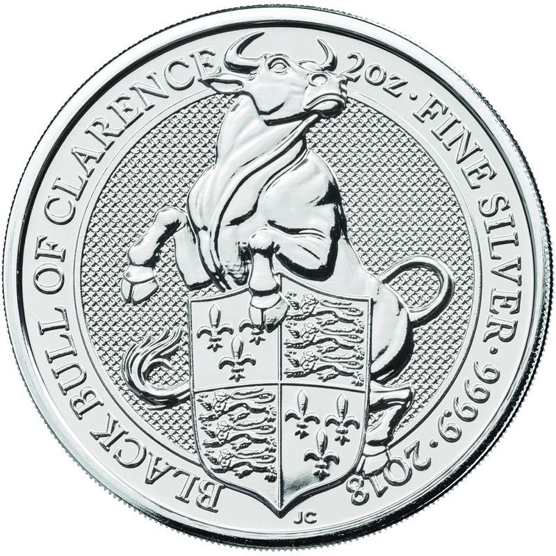 2oz Silver Coin, Black Bull of Clarence - Queens Beast 2018