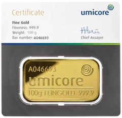 Umicore 100 γρ. - Μπάρες Χρυσού