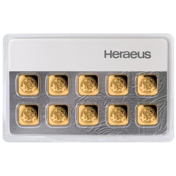 Heraeus MultiCard 10 x  1 Γραμμάρια - Μπάρες Χρυσού