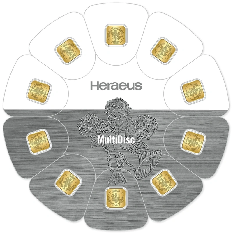 10 x 1g Gold Bar Heraeus MultiDisc
