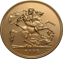 1992 Πενταπλή Χρυσή Αγγλική Λίρα (Uncirculated)