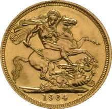 Χρυσή Λίρα Αγγλίας 1964 - Ελισάβετ Β' Νέα Κεφαλή