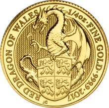 Red Dragon - Queen's Beast - Χρυσό Νόμισμα - 1/4 ουγγιά