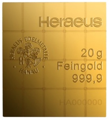 Heraeus 20 x 1g Μπάρες από Χρυσό - CombiBar