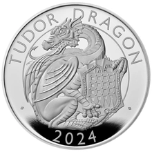 2024 Ασημένιο Νόμισμα Tudor Dragon - 1 ουγγιά Tudor Beasts Proof - Συλλεκτικό σε συσκευασία Δώρου