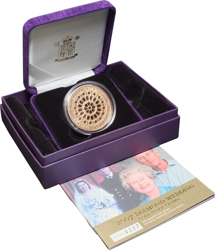 2007 - Gold Five Pound Proof Coin, Diamond Wedding