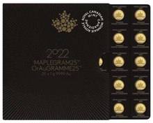 2022 MapleGram 25 x Χρυσά Νομίσματα 1 γραμμαρίου