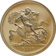 1981 - Πενταπλή Χρυσή Αγγλική Λίρα (Proof)