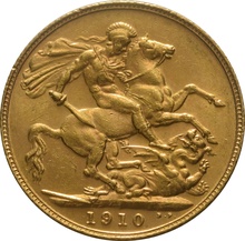 Χρυσή Αγγλική Λίρα 1910 - Βασιλιάς Εδουάρδος ο Ζ' - Λονδίνο