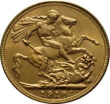 Χρυσή Αγγλική Λίρα 1918 - Βασιλιάς Γεώργιος ο Ε' - Ι