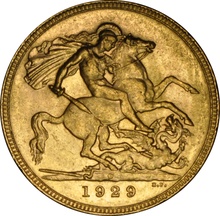 Χρυσή Αγγλική Λίρα 1929 - Βασιλιάς Γεώργιος ο Ε' - P