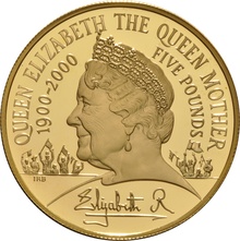 2000 - Χρυσή Πενταπλή Λίρα Αγγλίας Proof ,  Queen Mother