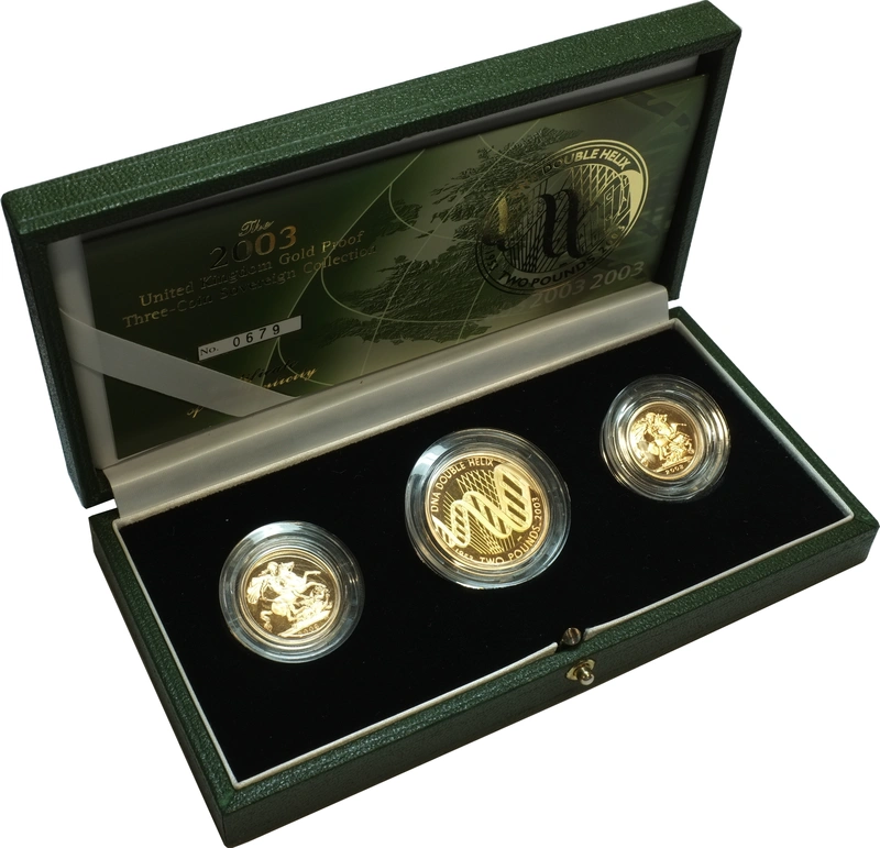 2003 Proof Gold Sovereign 3 Coin Set Boxed