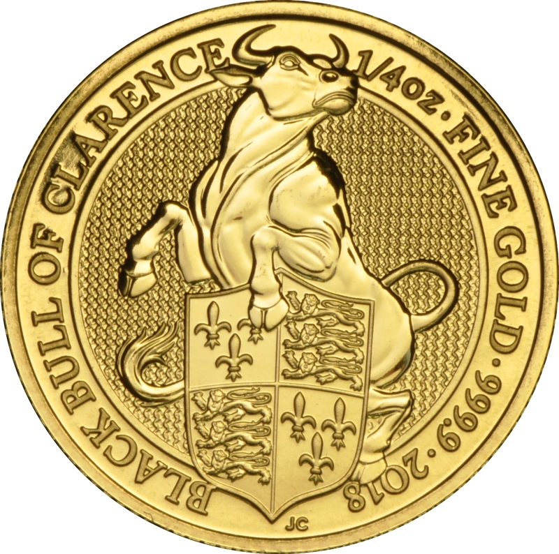 Black Bull of Clarence - Queen's Beast 2018 - Χρυσό Νόμισμα - 1/4 ουγγιά