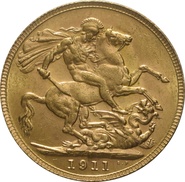 Χρυσή Αγγλική Λίρα 1911 - Βασιλιάς Γεώργιος ο Ε' - P