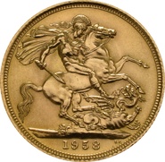 Χρυσή Λίρα Αγγλίας 1958 - Ελισάβετ Β' Νέα Κεφαλή