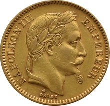 20 γαλλικά φράγκα -  Ναπολέων III Δαφνοστεφής Κεφαλή