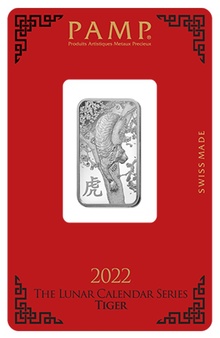 Ασημένια μπάρα PAMP 2022 - Έτος της Τίγρης - 10 γραμμάρια