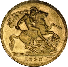 Χρυσή Αγγλική Λίρα 1930 - Βασιλιάς Γεώργιος ο Ε' - P