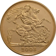 Χρυσή Αγγλική Λίρα 2008 - Ελισσάβετ Β' 4η Κεφαλή