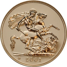 2001 Πενταπλή Χρυσή Αγγλική Λίρα (Uncirculated)