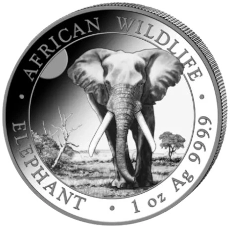 2025 Ασημένιο νόμισμα  Somalian Elephant μίας ουγγιάς