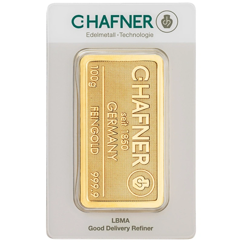 C. Hafner 100 Γραμμαρίων - Minted Μπάρα Χρυσού