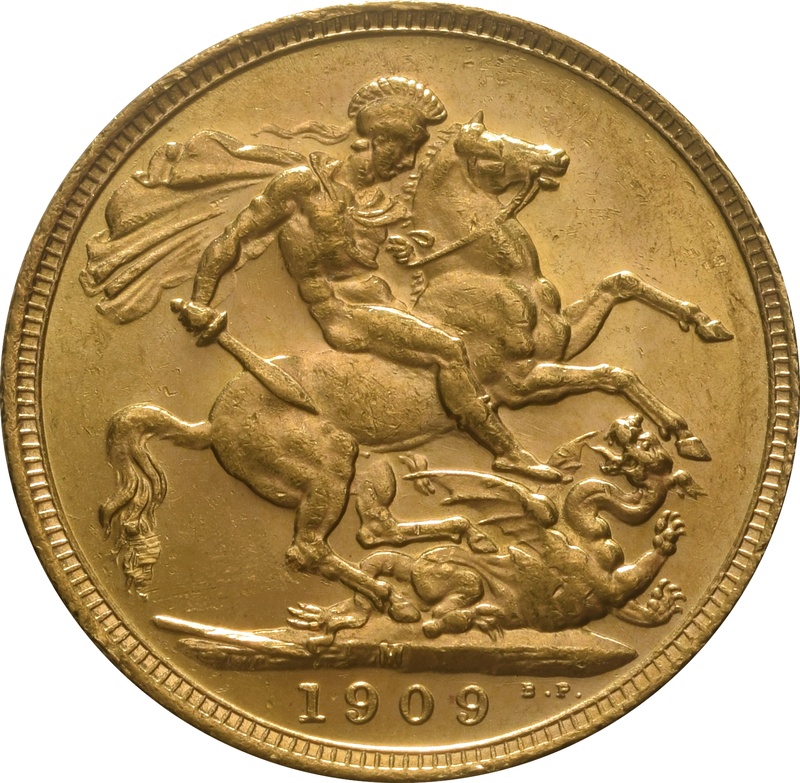 Χρυσή Αγγλική Λίρα 1909 - Βασιλιάς Εδουάρδος ο Ζ' - M