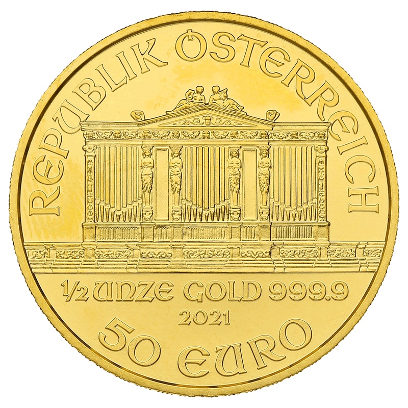 2021 Half Ounce Austrian Gold Philharmonic Coin
