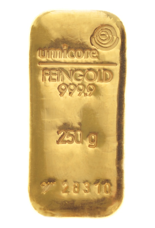 Umicore 250 Gram Gold Bullion Bar
