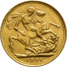 Χρυσή Αγγλική Λίρα 1908 - Βασιλιάς Εδουάρδος ο Ζ' - M
