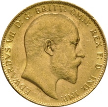 Χρυσή Αγγλική Λίρα 1908 - Βασιλιάς Εδουάρδος ο Ζ' - Λονδίνο
