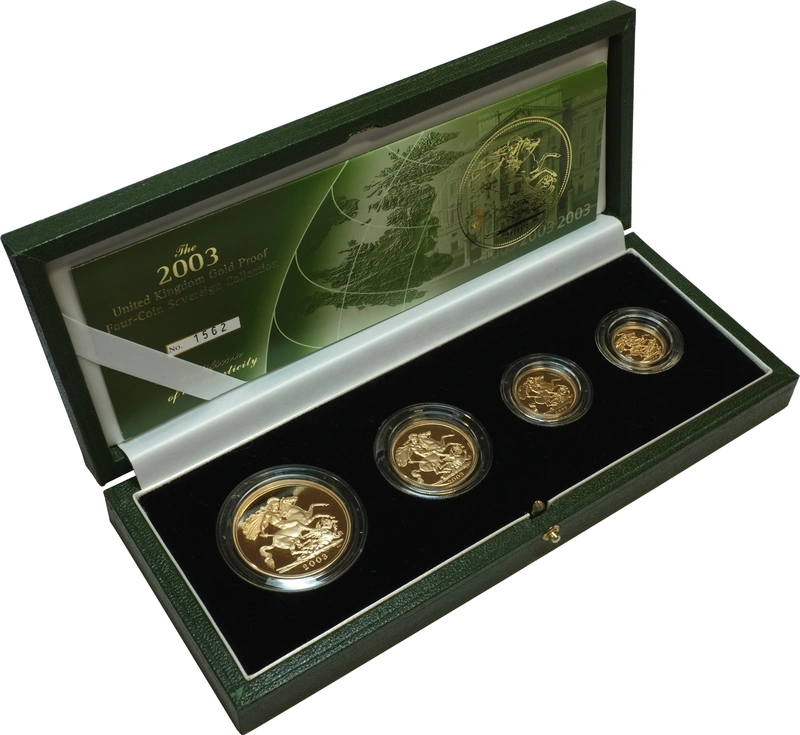 2003 Proof Gold Sovereign 4 Coin Set Boxed