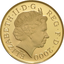 2000 - Χρυσή Πενταπλή Λίρα Αγγλίας Proof ,  Queen Mother