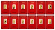PAMP Μπάρες Χρυσού 12 x 5 γραμμάρια - Πλήρες Σεληνιακό Ημερολόγιο Σετ