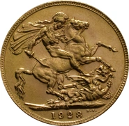 Χρυσή Αγγλική Λίρα 1928 - Βασιλιάς Γεώργιος ο Ε' - SA