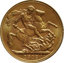 Χρυσή Αγγλική Λίρα 1912 - Βασιλιάς Γεώργιος ο Ε' - P