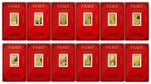 PAMP Μπάρες Χρυσού 12 x 5 γραμμάρια - Πλήρες Σεληνιακό Ημερολόγιο Σετ